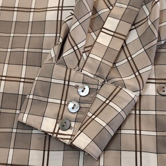 Jaeger Shirt Women's Medium Vintage Preppy Plaid Light Academia Regency Regal - Picture 5 of 9